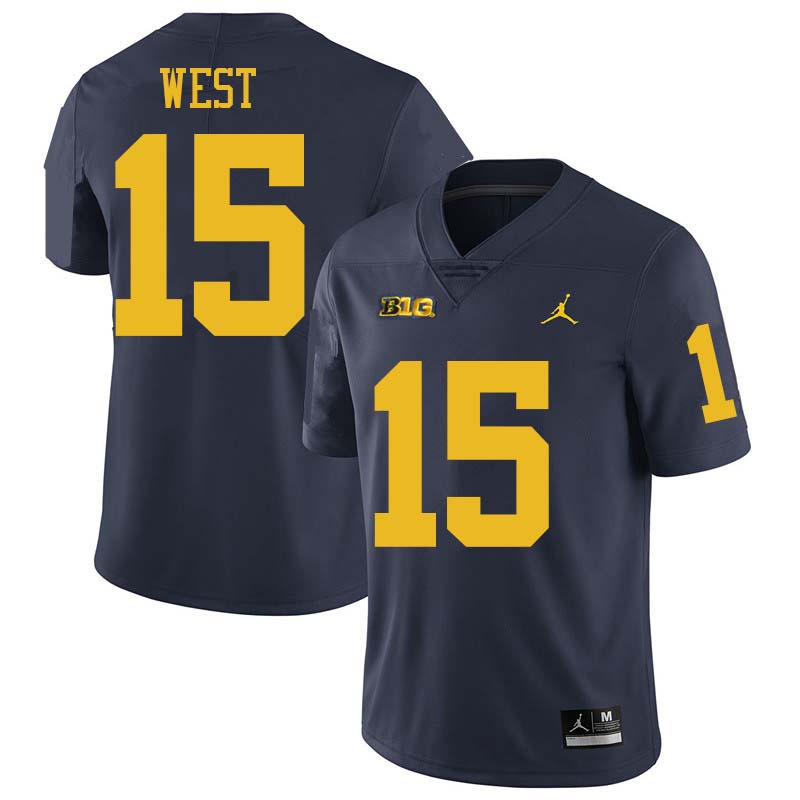 Jordan Brand Men #15 Jacob West Michigan Wolverines College Football Jerseys Sale-Navy